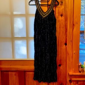 Gold and navy blue dress